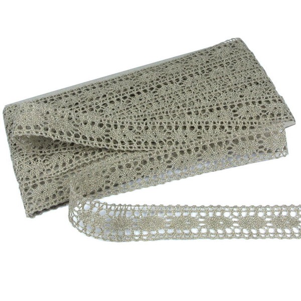 Мереживо 75393 21396, льон сірий, 22 мм