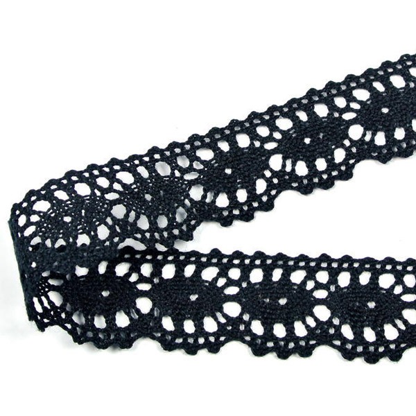 Мереживо 75394 100, чорне, 25 мм