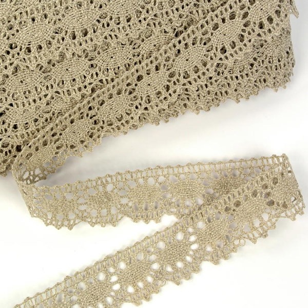 Мереживо 75394 21396, льон сірий, 25 мм