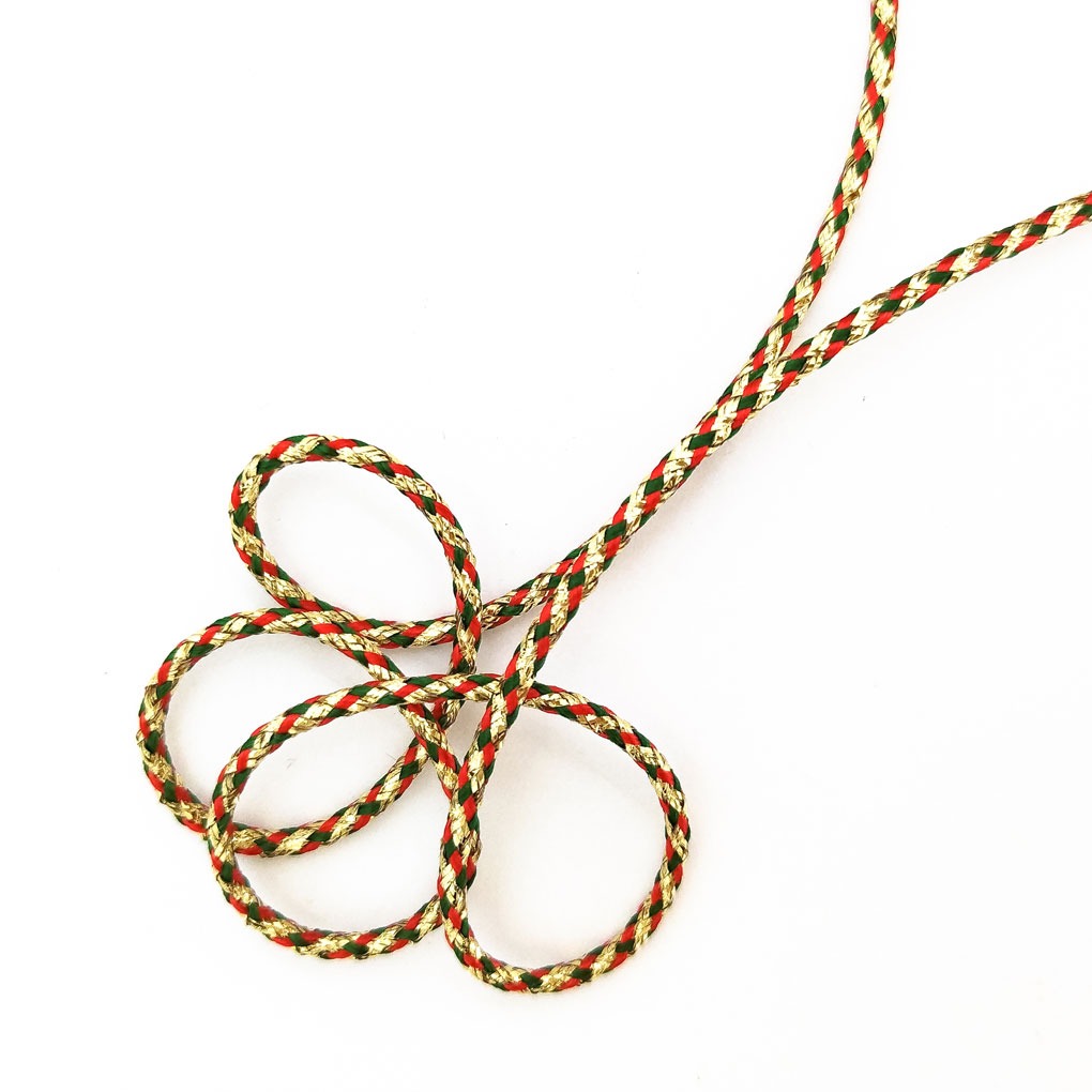 881214616-3 Тасьма металізована 1,65 мм, золото, червоний, зелений - Зображення 1