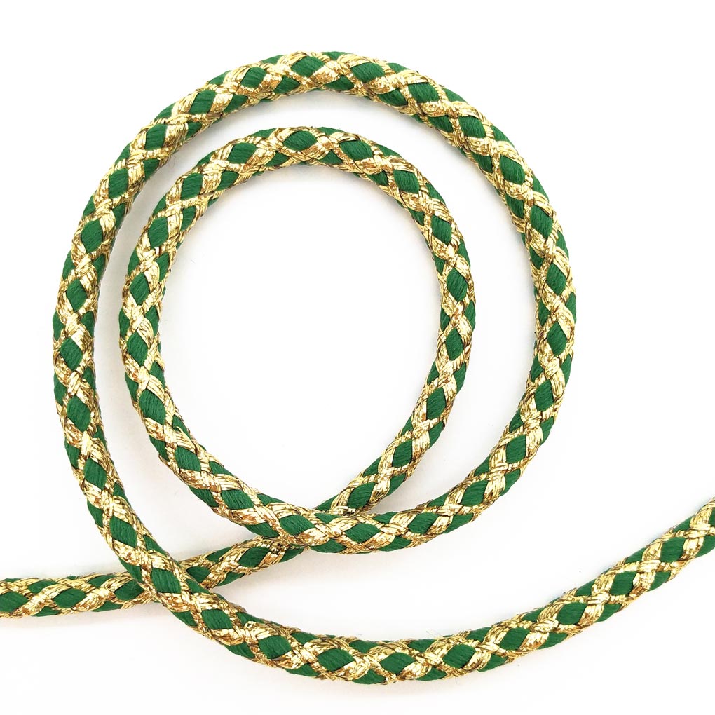 881218724-12 Шнур кручений металізований, золото + зелений - Зображення 1