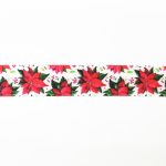 Стрічка з друком атласна новорічна 8147356/20 червоні квіти - Зображення 2