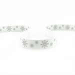 Стрічка з друком святкова сірі сніжинки 10 мм