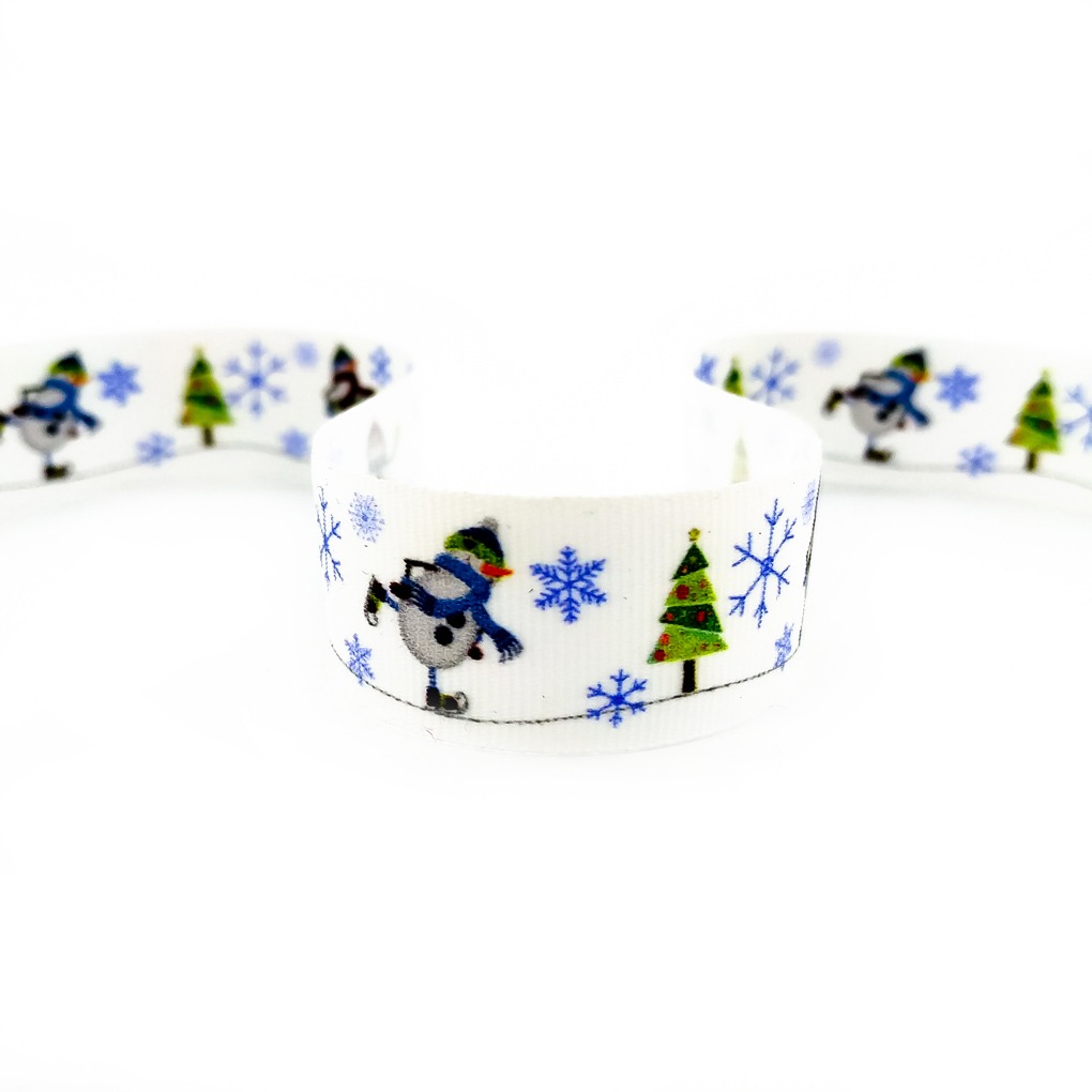 str-105 стрічка друк сніговик ялинка сніжинка