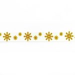 Стрічка з друком святкова сніжинки жовті - Зображення 2