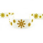 Стрічка з друком святкова сніжинки жовті