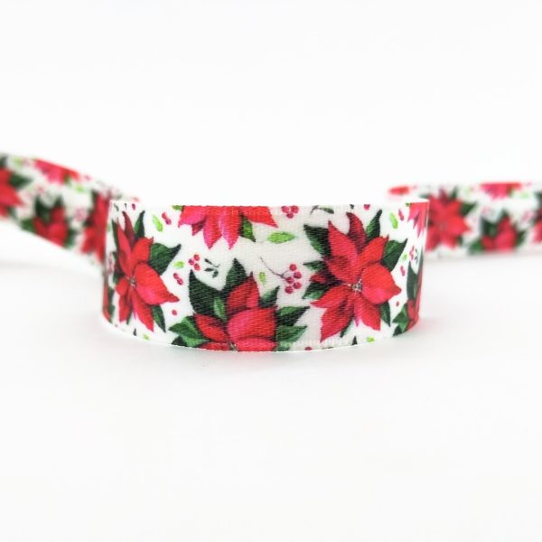 Стрічка з друком святкова червоні квіти