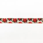 Стрічка з друком атласна новорічна 8147356/10 червоні квіти - Зображення 2