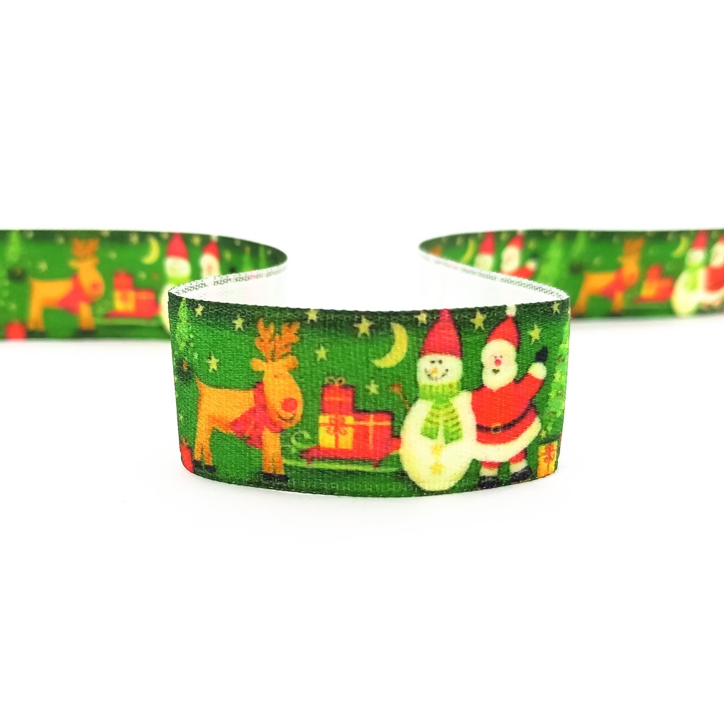 str-9 стрічка атласна різдво новорічна олень ялинка санта сніговик