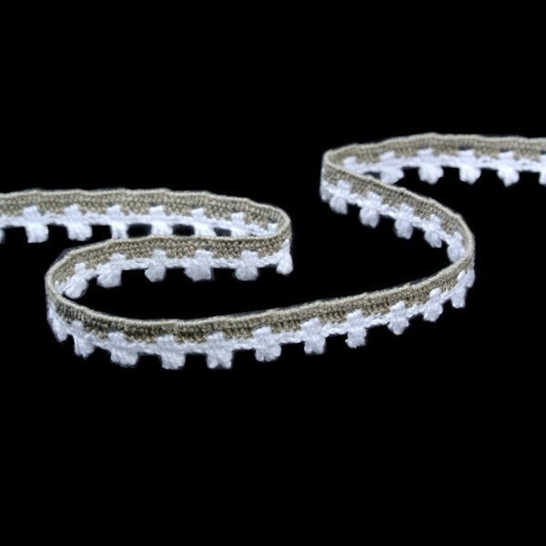 75535_06127,-12-mm Мереживо 75535 127, білий + сірий, 12 мм - Зображення 1