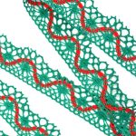 Мереживо 82129 053, зелене/червоне, 25 мм