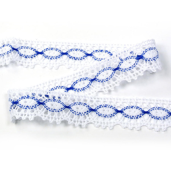 82176_06347-3 Мереживо 82176 347, біле/синє, 22 мм - Зображення 1