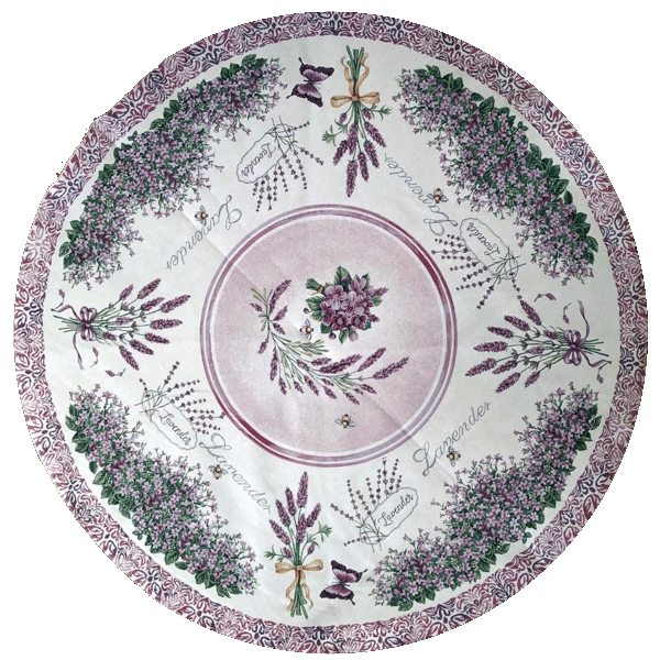 154512-02 Іспанський гобелен круглий, діаметр 140 см для скатертини 0В101 лаванда - Зображення 1