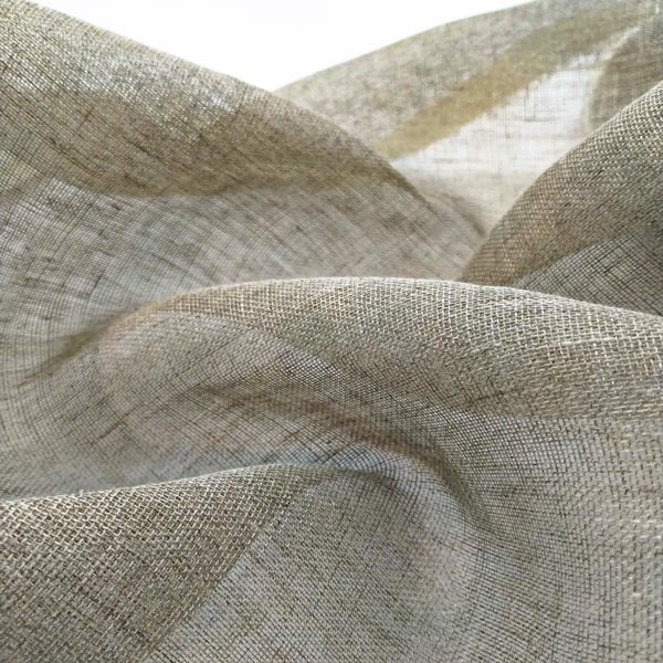 63006-1-330-2 Тканина з льону, тюль для гардин 63006/1/330 натуральна сіра - Зображення 1