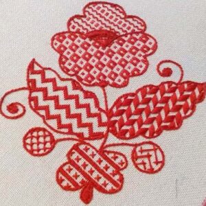 rushnykovi-shvy-19 Біле полотно з вишитими червоними квітами